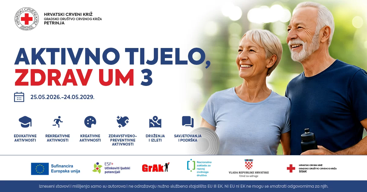 JAVNI POZIV ZA ISKAZ INTERESA ZA SUDJELOVANJE U PROJEKTU “AKTIVNO TIJELO, ZDRAV UM 3”